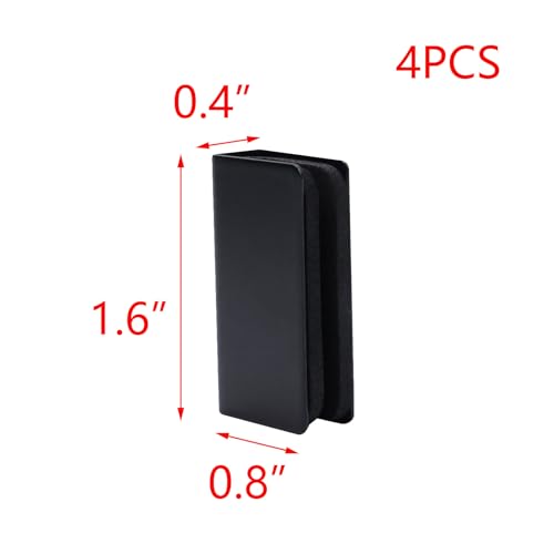 T Tulead Glass Clip Black Strike Plate Magnetic Rectangular Glass Clamp 1.6"x0.4"x0.8" Pack of 4 for Cabinet, Door, Wardrobe