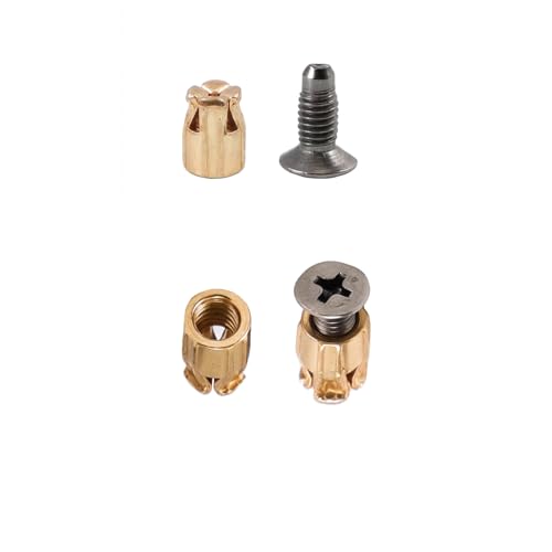 Durable and Robust 6mm Expansion Metal Hinge Dowel Inserts with Screws–Door Hinge Repair Kit for Secure Cabinet Door Fastening,Pack of 50