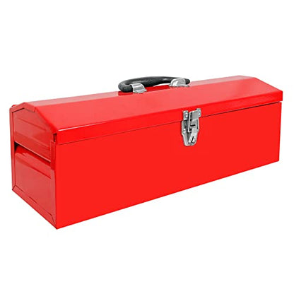 BIG RED ATB212R Torin 19" Steel Portable Tool Box Hip Roof Style Tool Box Organizer with Metal Latch Closure and Removable Storage Tray, Red - style: 19 inch steel toolbox