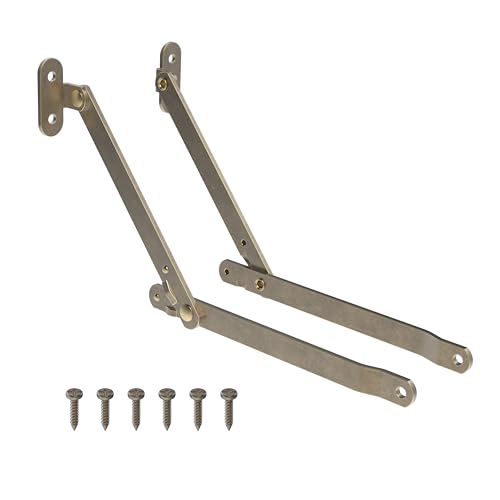 Heavy Duty Antique Brass Plated Lid Stay - One Pair - Lid Support Hinges for Drop Front Desk, Trunk, Chest - SH2-SAB - color: Antique Brass
