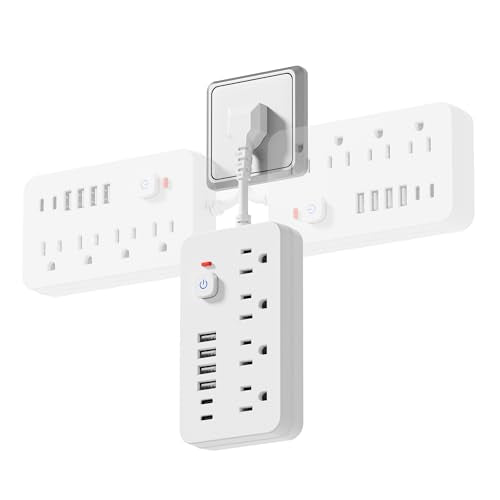 Surge Protector Power Strip - Chiefway Short Extension Cord with 4 AC Outlets, 6 USB Ports (2 USB C) & Overload Protection, Short Cord Outlet Extender Compact and Portable for Office Home Travel - color: White