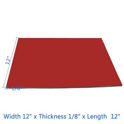 HooTown Adhesive Solid Rubber Strips, 12” Wide x 1/8" Thick x 12" Long Self Neoprene Rubber Sheets Rolls with Adhesive Backing for DIY Gaskets, Pads, Sealing, Liner, Weather Striping, Seals, Red - color: 1/8" Thick Adhesive, size: 12” W X 12" L
