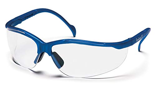 Pyramex Venture II Safety Eyewear, Indoor/Outdoor Mirror Anti-Fog Lens - color: Metallic Blue Frame