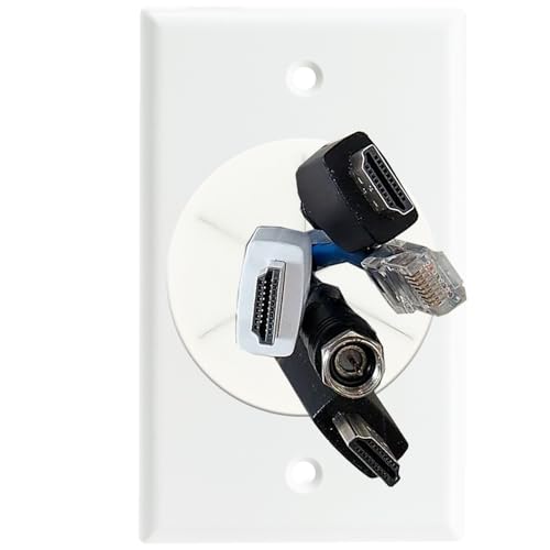 DIYTECH Grommet Wall Plate – Cable Pass Through Plate for In-Wall Cable Management, Wire Concealment for TV, HDMI, Ethernet, Speaker, and Home Theater Systems - White (White) - color: White