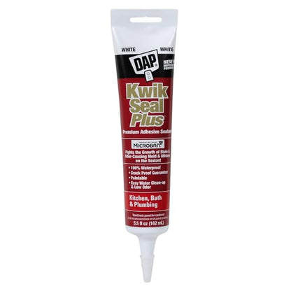 Dap 18526 Kwik Seal Plus Kitchen and Bath All-Purpose Adhesive Caulk, 5.5-Ounce, White