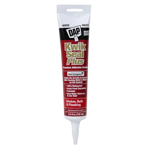 Dap 18526 Kwik Seal Plus Kitchen and Bath All-Purpose Adhesive Caulk, 5.5-Ounce, White