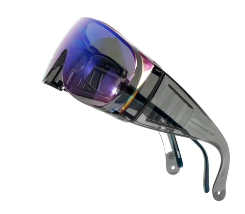 Calabria Fit Over Safety Glasses | Polarized Sunglasses Over Glasses | Wrap Around Anti-Fog | Scratch Resistant | Unisex - color: Green Mirror