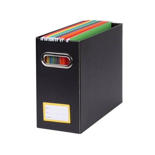 Collapsible File Organizer Box with Handle,12.20x5.11x9.84Inches, Filing Organizer for Home or Office, Small Portable File Box (1 Pack, Black-Yellow) - color: Black-Yellow, style: 1 Pack