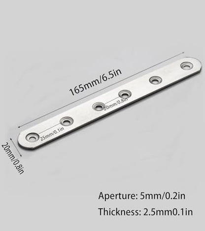 4 Pack Flat Mending Plate for Wood, Stainless Steel Straight Brackets Flat Repair Fixing Wood Brace Joining Plates Connector with Fixing Screws (4, One line shape6in) - size: One Line Shape 6 in