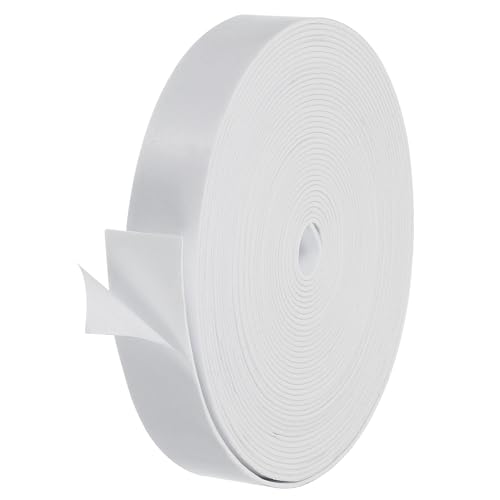 PATIKIL Weather Stripping Door Seal Strip, 1 Roll 1 Inch x 1/16 Inch x 32 Ft Self Adhesive Soundproof High Density Foam Tape Insulation for Door Window Air Conditioning, White - color: White, size: 1 Inch x 1/16 Inch x 32 Ft