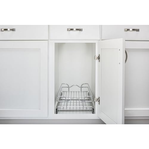 Rev-A-Shelf Kitchen Cabinet Pullout Shelf and Drawer Organizer Slide Out Pantry Storage Basket in Multiple Sizes, 24 x 22 In, 5WB1-2422CR-1 - size: 24" W X 22"d, style: Single Tier