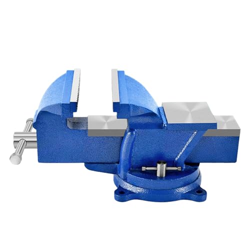 Bench Vise Heavy Duty 6-Inch, 360° Swivel Base with Anvil Clamp Cast Steel,Table Clamp Woodworking Vice,Multipurpose Workbenchw for Drilling, Pipe Cutting,Woodworking-Blue - color: Blue-6 Inch