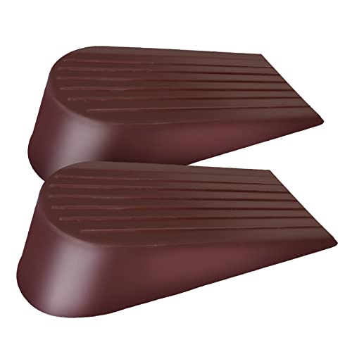 Extra Large Rubber Door Stoppers - Door Stop Wedge, Heavy Duty Jumbo Flexible Door Holder - Brown 2 Pack - Non Marking Anti Slip Jammer - color: Brown, size: 2 Pack