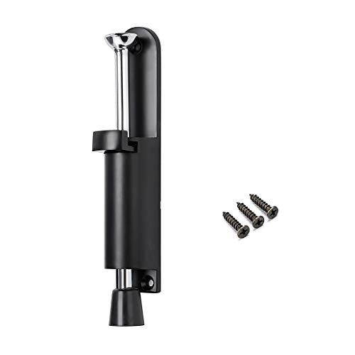 Sumnacon Kickdown Door Stop - Stainless Steel Easy Step Door Stopper, Spring Loaded Telescopic Step On/Off Door Stopper Rubber, Adjustable Heavy Duty Door Locks Holder Stop/Release by Foot, Black - color: Black
