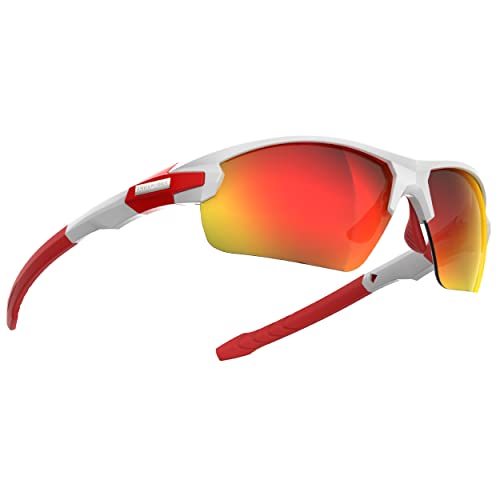 RIDE YOUR WAY Professional wrap around Frameless Cycling Sunglasses for Men and Women - color: Q5c White/Red