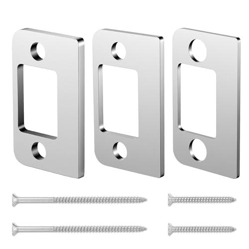 Stainless Steel Universal Residential Security Striker, Set of 3 Different Thickness, Universal Standard Door Strike Plate with Shim, Door Gap Blocker Kit Block Access to Latch - color: Gray