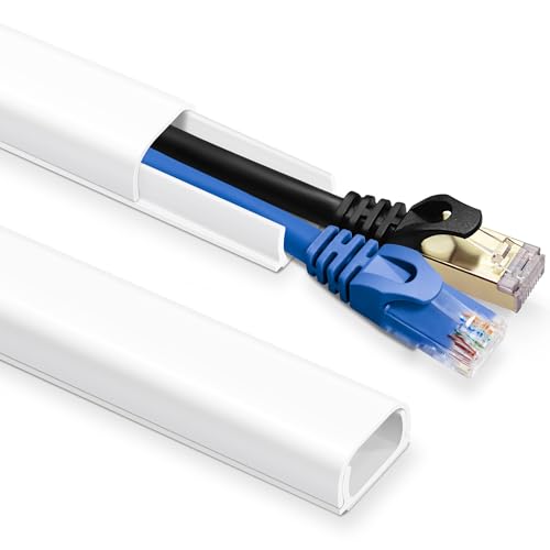 ZhiYo 102in Cord Covers for Wires on Wall, Cable Hider for 1-2 Cords, Self-Adhesive TV Cord Hider for Wall Mounted tv, Wire Cover Concealer, White Cable Management Raceway, 6X L17in W0.7in H0.4in - color: White, size: W0.7in X H0.4in X L102in