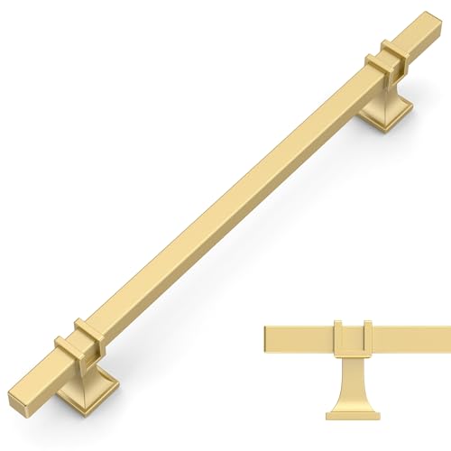 Amerdeco 10 Pack Brushed Gold Cabinet Pulls 7.5 Inch(192mm) Hole Center Drawer Pulls Cabinet Hardware Kitchen Cabinet Handles for Bathroom Dresser Pulls ZH0067 - color: Brushed Gold, size: 7.5"/192MM Hole Center
