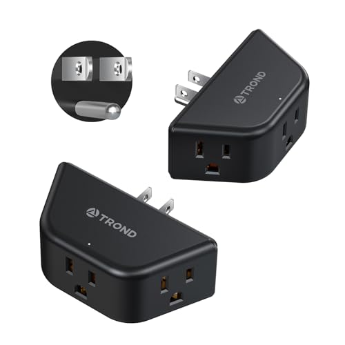 TROND 2 Pack Multi Plug Wall Outlet, 3 Way Angled Wall Outlet Extender, 3 Prong Plug Splitter, Cruise Essentials, Multiple Expander for Travel Home Hotel Dorm Room, Black - color: Black, size: 3AC-3 Prong Plug, 2 Pack