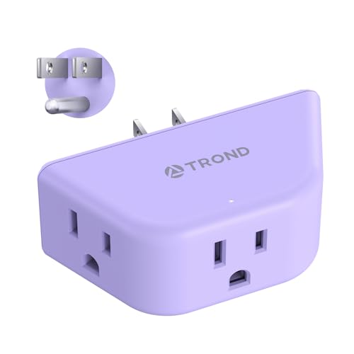 TROND Purple Outlet Extender - Plug Splitter with 3-Prong Grounded Sockets, 3 Way Angled Outlet Adapter, Wall Plug Expander, Cruise Ship Essentials, Compact and Practical for Travel Home Decoration - color: Purple, size: 3AC-3 Prong Plug, 1 Pack