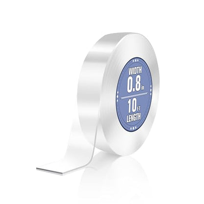 Double Sided Tape Heavy Duty, Clear Nano Tape, 0.8'' x 120'' Two Sided Mounting Adhesive for Walls Posters Carpet, Removable Space Gel Strip, 1/24" Thick - size: Thin