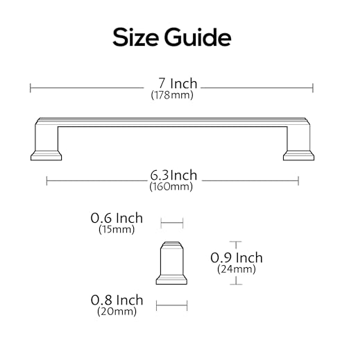 Alzassbg 10 Pack Brushed Gold Cabinet Pulls, 6-1/4 Inch(160mm) Hole Center Cabinet Handles Kitchen Pulls for Cabinets and Drawer AL3071MGP - color: Brushed Gold, size: 6-1/4" Hole Center
