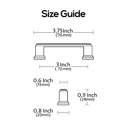 Alzassbg 10 Pack Matte Black Cabinet Pulls, 3 Inch(76mm) Hole Center Cabinet Handles Kitchen Pulls for Cabinets and Drawer AL3071MB - color: Matte Black, size: 3" Hole Center