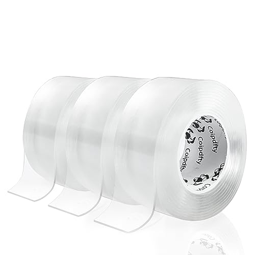 Double Sided Tape Heavy Duty for Wall Decor No Damage to Paint,Clear Removable Mounting Tape,Nano Two Sided Adhesive Tape,Picture Hanging Strips for Posters,Stickers - 3Rolls,Total(1.18in*20FT) - color: 3Rolls,Total(1.18in*20FT)