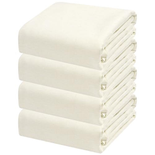 Set of 4 Flaxen Drop Cloth (4x12 FT) Drop Cloth for Painting, All Purpose Thick Waterproof Reusable tarp, Linen Fabric Painters Tarps for Painter Renovation,Furniture & Floor Protection - color: Flaxen, size: 4 X 12 Ft