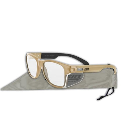 MAGID Y50 Safety Glasses for Construction | Coyote Tan Frame — 1 Pair, Clear Lens | Side Shields, ANSI Z87.1+, Anti-Fog, Scratch-Resistant, 99.9% UV Protection, Polycarbonate Lens - color: Clear Lens | Coyote Tan, size: 1 Pair