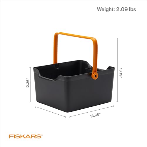 Fiskars Garden Tool Caddy, Portable Storage Organizer with Locking Handle and Removable Bin (Wall-Mountable) for Snips & Pruners, Durable Recycled Resin Carrier for Indoor & Outdoor Gardening - style: Tool Caddy