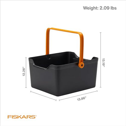 Fiskars Garden Tool Caddy, Portable Storage Organizer with Locking Handle and Removable Bin (Wall-Mountable) for Snips & Pruners, Durable Recycled Resin Carrier for Indoor & Outdoor Gardening - style: Tool Caddy