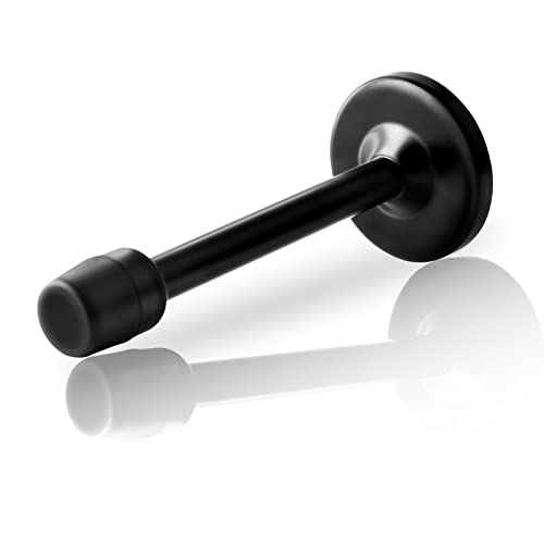 Door Stopper, 6 Inch(150mm) Door Stop Extra Long Wall Mount Doorstop, Brushed Stainless, Modern Rigid Door Holder Protector Black Door Stops with Soft Rubber Bumper - color: Black, size: 6 inch X 1 pack