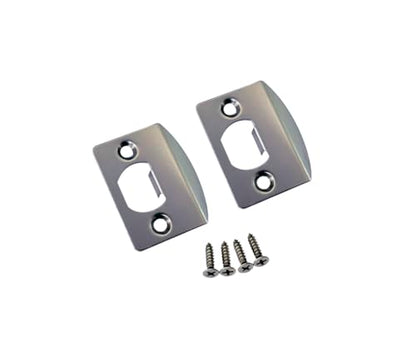 QCAA Solid Brass Latch Strike Plate L 2-1/4" x W 1-7/16", Screw Hole CTC 1-5/8", Satin Nickel, Made in Taiwan, 2 Pack - color: Satin Nickel, size: 2 Pack