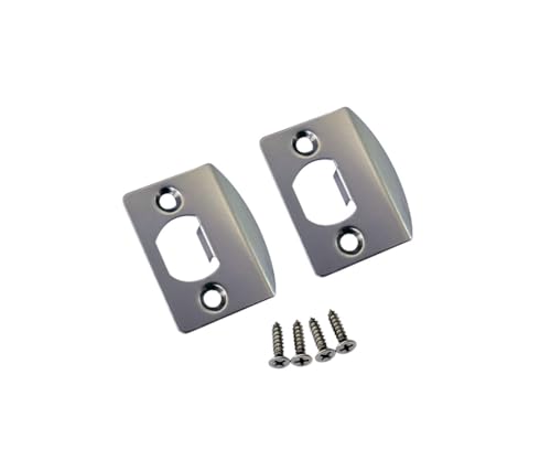 QCAA Solid Brass Latch Strike Plate L 2-1/4" x W 1-7/16", Screw Hole CTC 1-5/8", Satin Nickel, Made in Taiwan, 2 Pack - color: Satin Nickel, size: 2 Pack