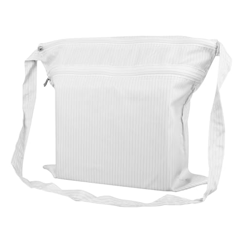 13 x 14 Inch Anti-static Cleanroom Crossbody Tool Bag,Storage Bag for Work & Travel（White） - color: White