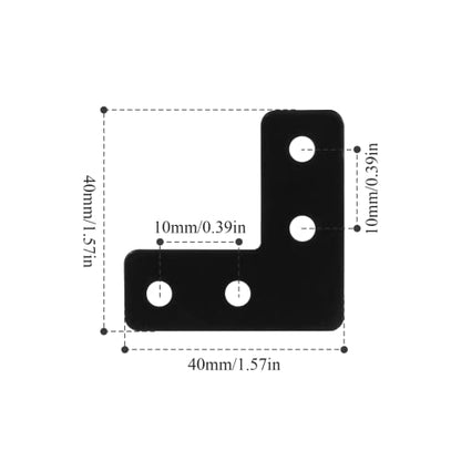 BokWin 20PCS Mending Plates，L-Shape Corner Braces Black Flat Corner Braces for Wood 1.57x1.57/ 40x40mm Right Angle Mending Repair Plates with Screws
