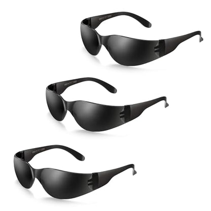 3 Pack of Tinted Safety Glasses, Scratch & Impact Resistant Protective Eyewear, Dark Lenses for UV Protection - color: 3pack Black Tinted Lens