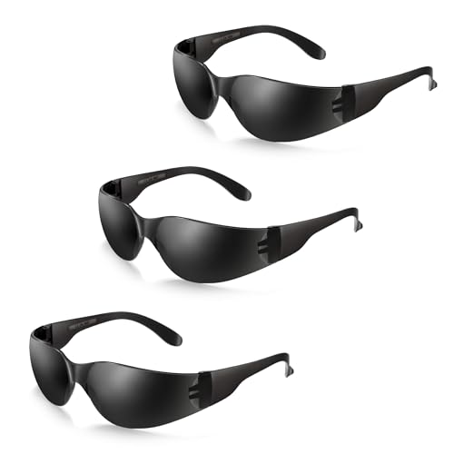 3 Pack of Tinted Safety Glasses, Scratch & Impact Resistant Protective Eyewear, Dark Lenses for UV Protection - color: 3pack Black Tinted Lens