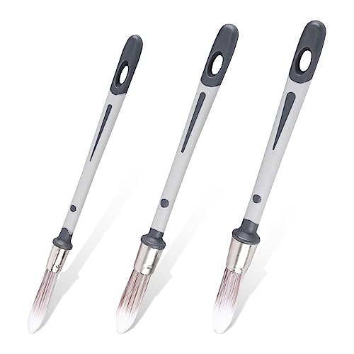 3pcs Paint Brushes for Walls, 0.45/0.6/0.7 inch Small Paint Brush Wall Trim Painting Tools Ideal for Baseboards House Wall Corners Paint Edger Brush and Touch Up Painting