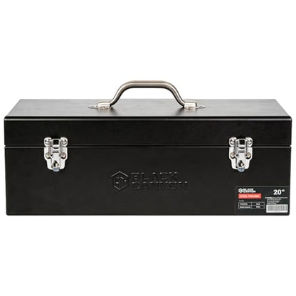 Black Canyon 20 Inch Steel Tool Box, Metal Tool Box, 0.8mm Carbon Steel, Portable & Padlockable, Sturdy & Durable toolbox, Ideal for Trailer, Mechanic, DIY-ers, Car, Workshops, Garages, Repair Shops - size: 20-1/8 in