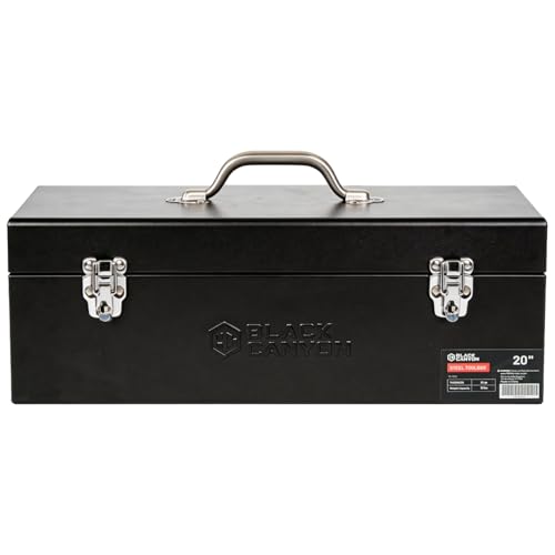 Black Canyon 20 Inch Steel Tool Box, Metal Tool Box, 0.8mm Carbon Steel, Portable & Padlockable, Sturdy & Durable toolbox, Ideal for Trailer, Mechanic, DIY-ers, Car, Workshops, Garages, Repair Shops - size: 20-1/8 in