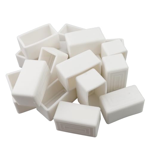 Antrader Rectangle Shaped Rubber PVC Furniture Pads Table Chair Leg Foot End Caps Covers Protectors 1" x 2" (16PCS,White) - color: White, size: 1" x 2"-16pcs