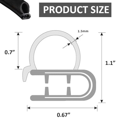 Automotive Weather Stripping Door Seal, 25 FT Car Door Rubber Seal Strip Trim Seal Gasket with Side Bulb for Cars Trucks Boats RVs and Home Applications - size: 25Ft