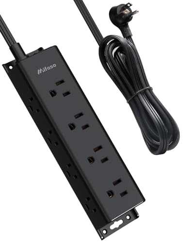 Surge Protector Power Strip - Widely Spaced Multi Outlets, Wall Mount, 3 Side Outlet Extender with Extension Cord, Flat Plug, Overload Protection, Home Office Dorm Room Essentials (5FT, Black) - color: Black