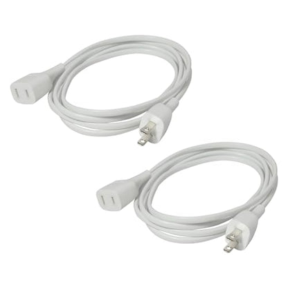 6 Feet White Extension Cord for IndoorUse - 625W 125V 5A Polarized 2 Prong Flexible Tangle-Free Design Power Cable for Small Appliances, Security Cameras, Christmas Lights (2 Pack) - size: 6FT White (2 Pack)