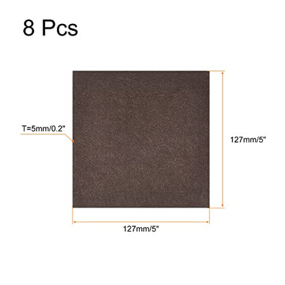 uxcell Felt Furniture Pads, 5-inch x 5-inch Self Adhesive Cuttable Anti Scratch Square Floor Protectors for Furniture Legs Hardwood Floor, Brown 8Pcs - size: 5-inch x 5-inch