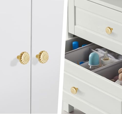 Brushed Gold Cabinets Knobs Drawer Pulls 4 Pack Kitchen Closet Dresser Cupboard Bathroom Bedroom Drawers Cabinet Stain Brass Hardware Flower Single Hole Knob Vanity Home Furniture Handle Solid Alloy - color: Alloy Brushed gold, size: 4pack