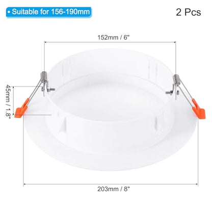 PATIKIL 8" Spring Ceiling Cover Plate, Recessed Light Trim Wall Mount Downlight Hole Cap Decorative Panel with Buckle Suitable for 6.1-7.5inch Round Hole Glass Ceiling Openings, White - size: 6.1-7.5"