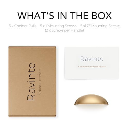 Ravinte 5 Pack 3" Drawer Pulls Champagne Bronze Cabinet Cup Pulls Kitchen Hardware Cabinet Handles Drawer Handles Knobs 3 inch Hole Center - color: Champagne Bronze